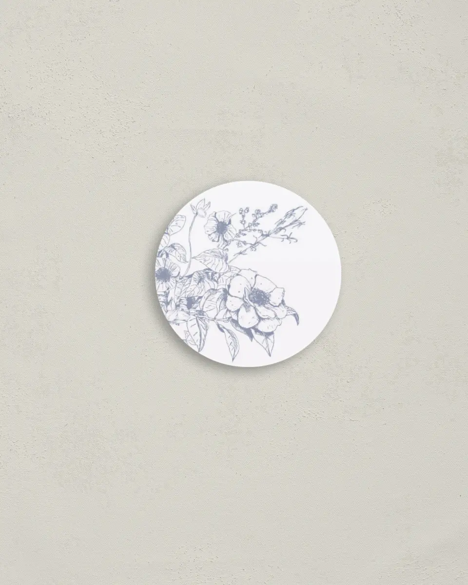 This is a 2" circle Envelope Seal called Gentle Bouquet printed in full color
