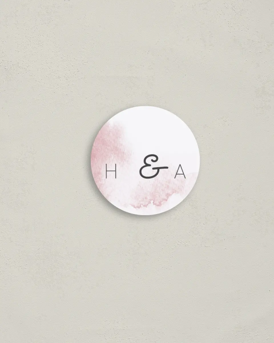 This is a 2" circle Envelope Seal called Watercolor Rapture printed in full color