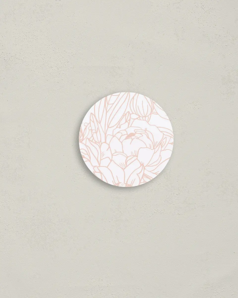 This is a 2" circle Envelope Seal called Floral Outline printed in full color