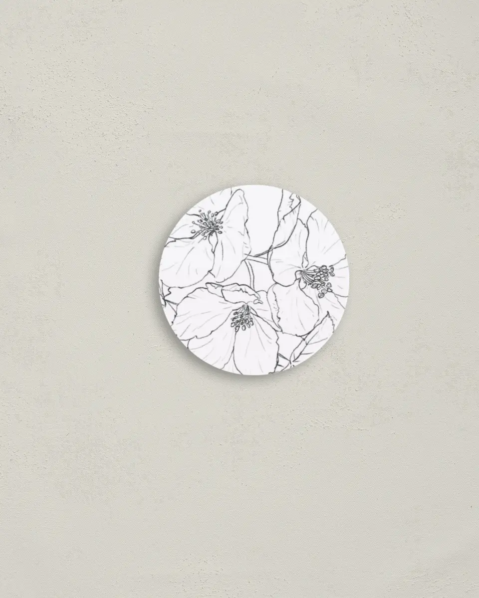 This is a 2" circle Envelope Seal called Hibiscus Hideaway printed in full color