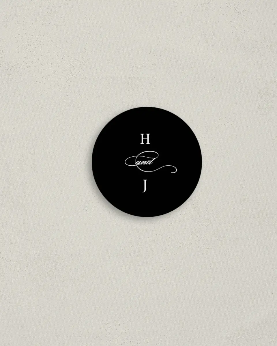 This is a 2" circle Envelope Seal called Because You're Mine printed in full color