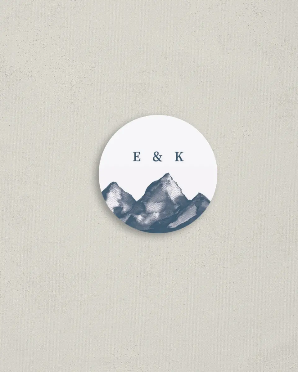 This is a 2" circle Envelope Seal called Perfect Peak printed in full color