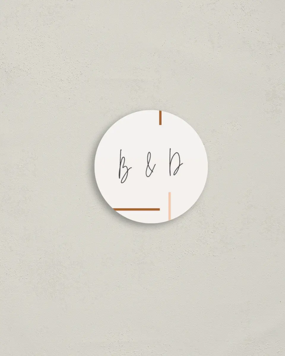 This is a 2" circle Envelope Seal called Playful Script printed in full color