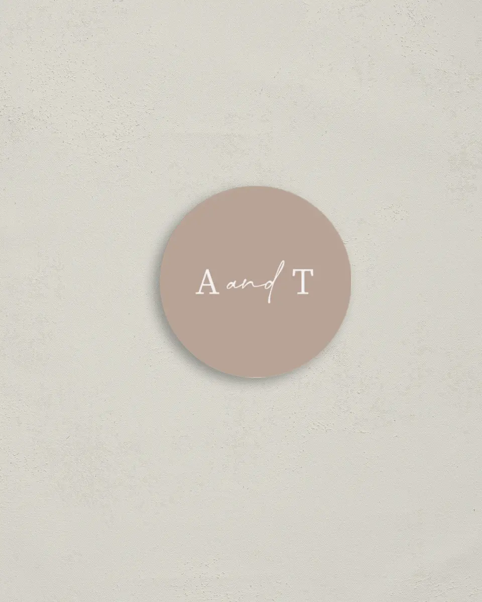 This is a 2" circle Envelope Seal called Simply Swooning printed in full color