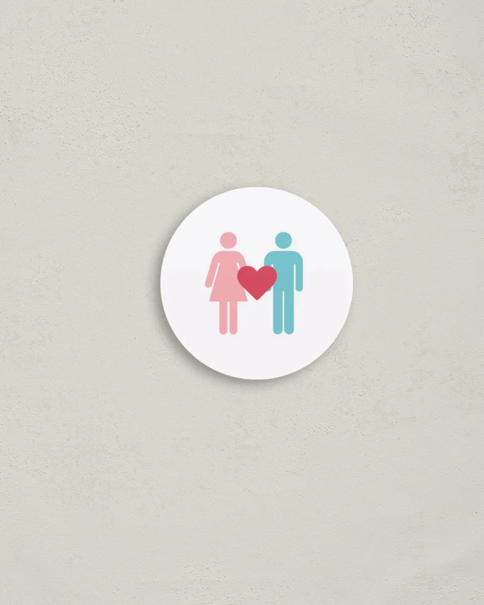 This is a 2" circle Envelope Seal called Our Story printed in full color