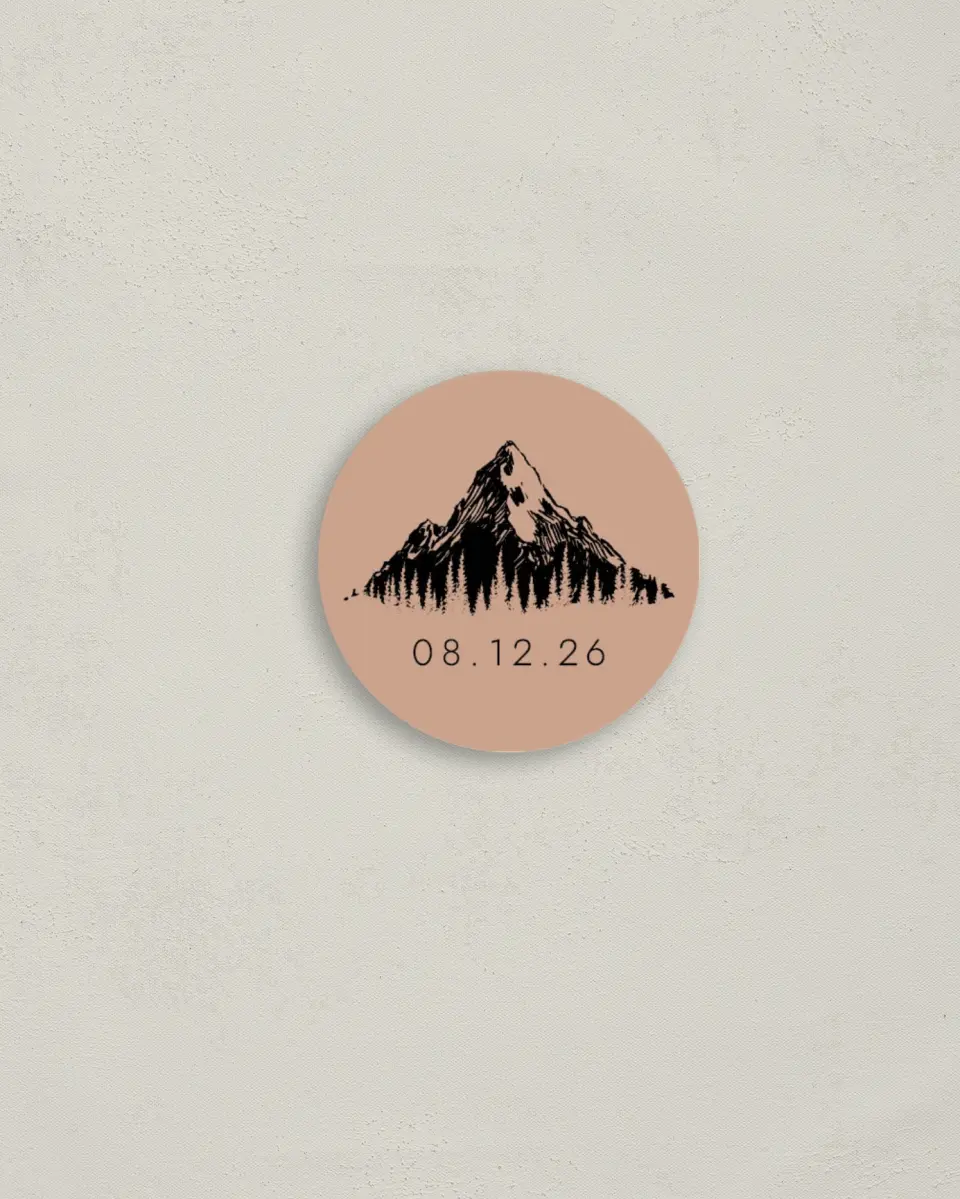 This is a 2" circle Envelope Seal called Our Adventure printed in full color