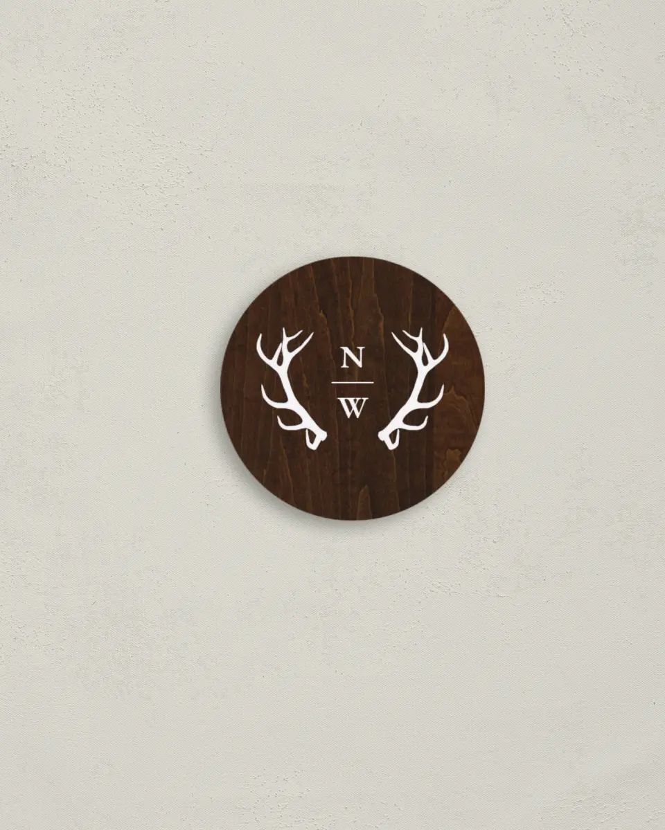 This is a 2" circle Envelope Seal called Rustic Antler printed in full color