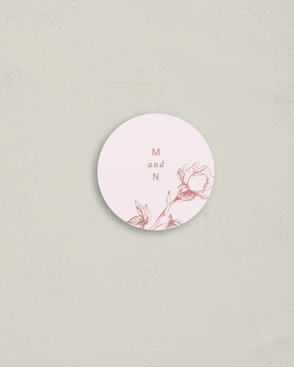 This is a 2" circle Envelope Seal called Blooming Bud printed in full color