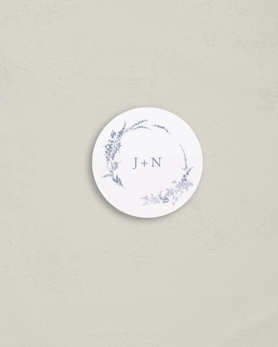 This is a 2" circle Envelope Seal called Dainty Wreath printed in full color