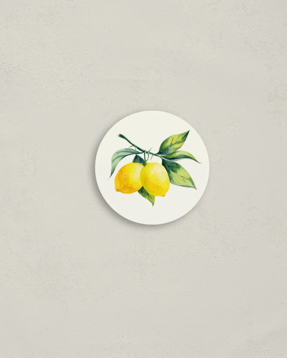 This is a 2" circle Envelope Seal called Antique Lemon printed in full color