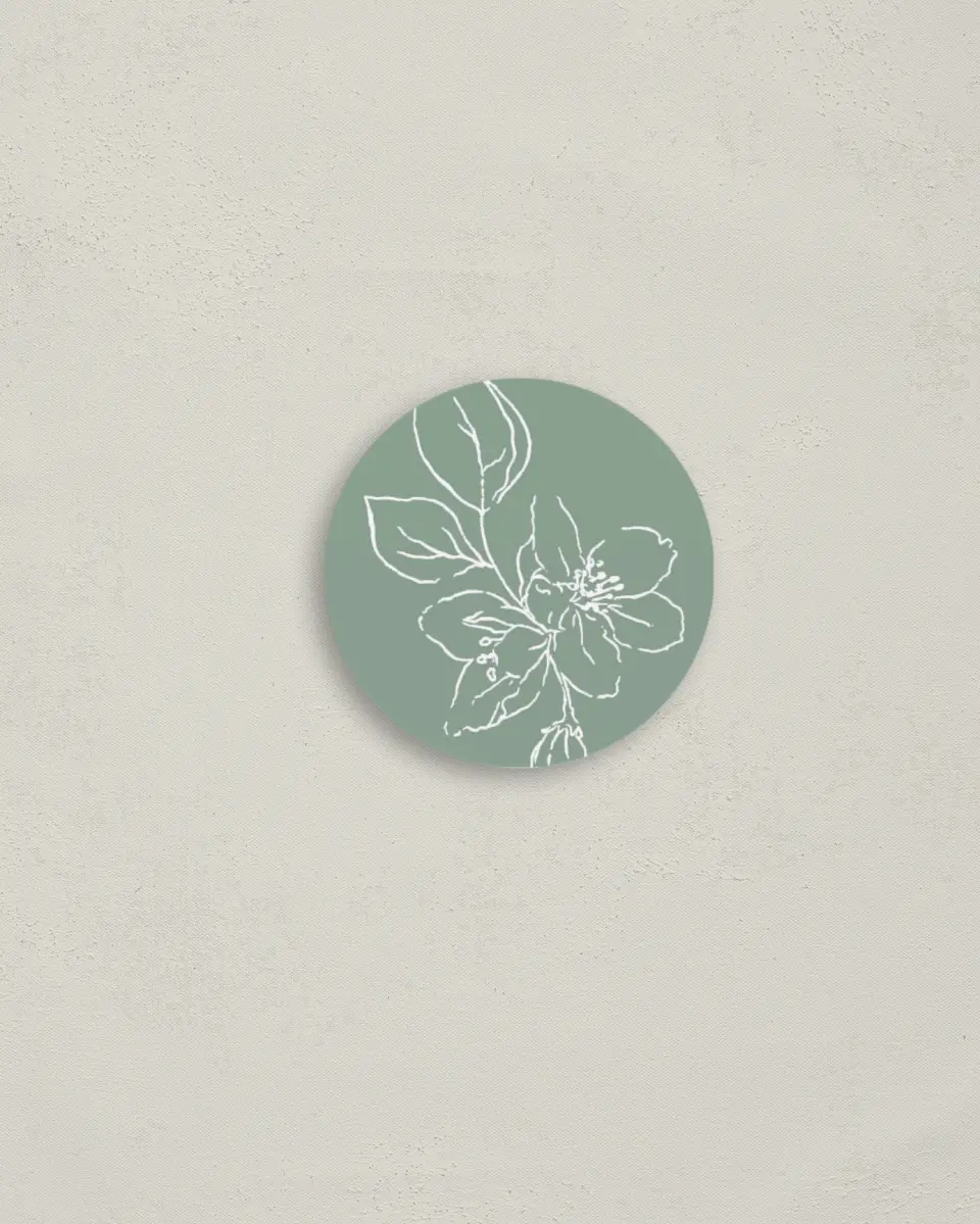 This is a 2" circle Envelope Seal called Blossoming Arch printed in full color