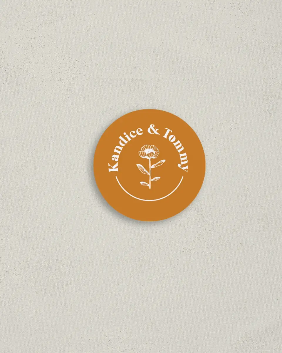 This is a 2" circle Envelope Seal called The Kandice printed in full color