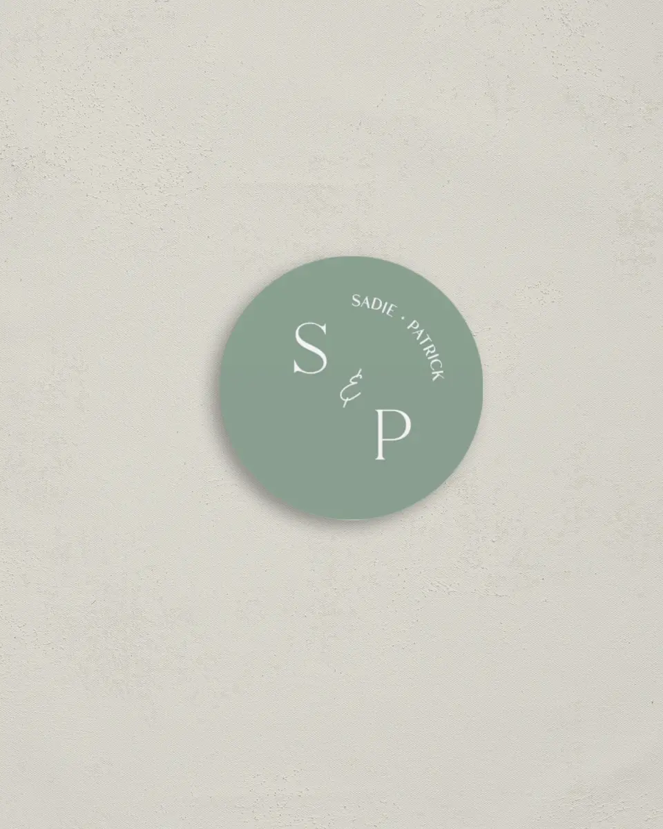 This is a 2" circle Envelope Seal called The Sadie printed in full color
