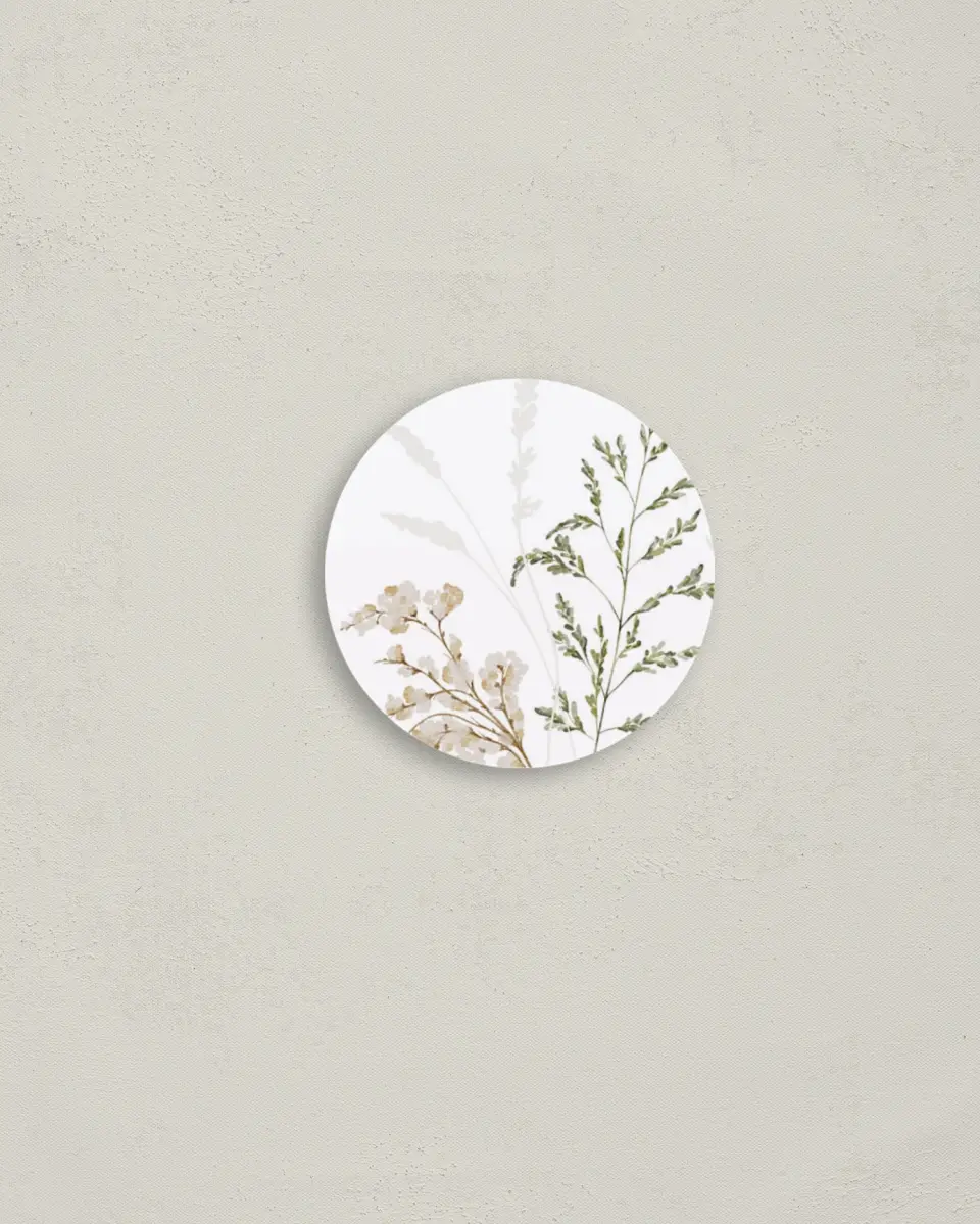 This is a 2" circle Envelope Seal called Wild Devotion printed in full color