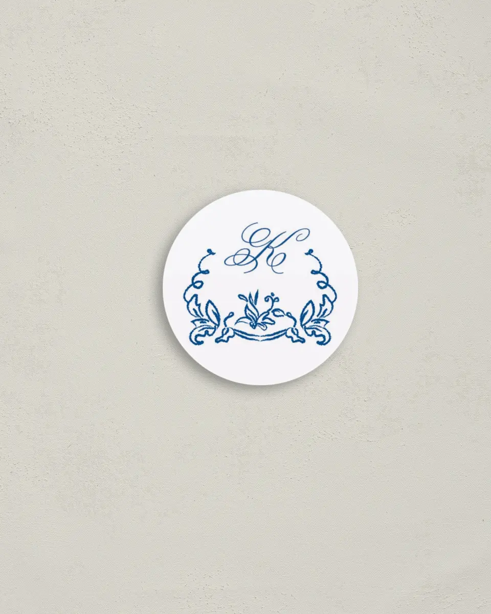 This is a 2" circle Envelope Seal called Ornamental Elegance printed in full color