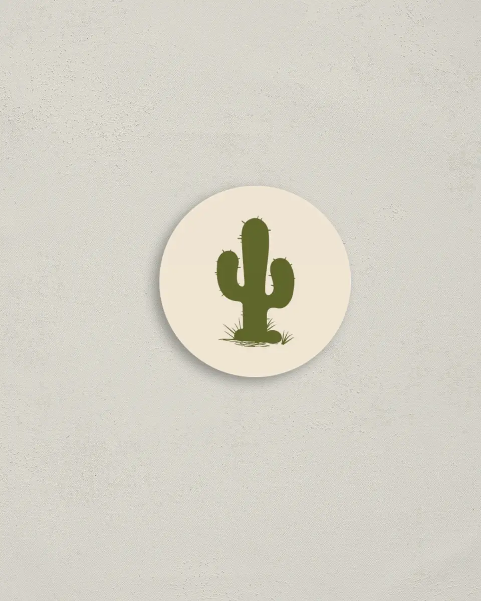 This is a 2" circle Envelope Seal called Desert Funk printed in full color
