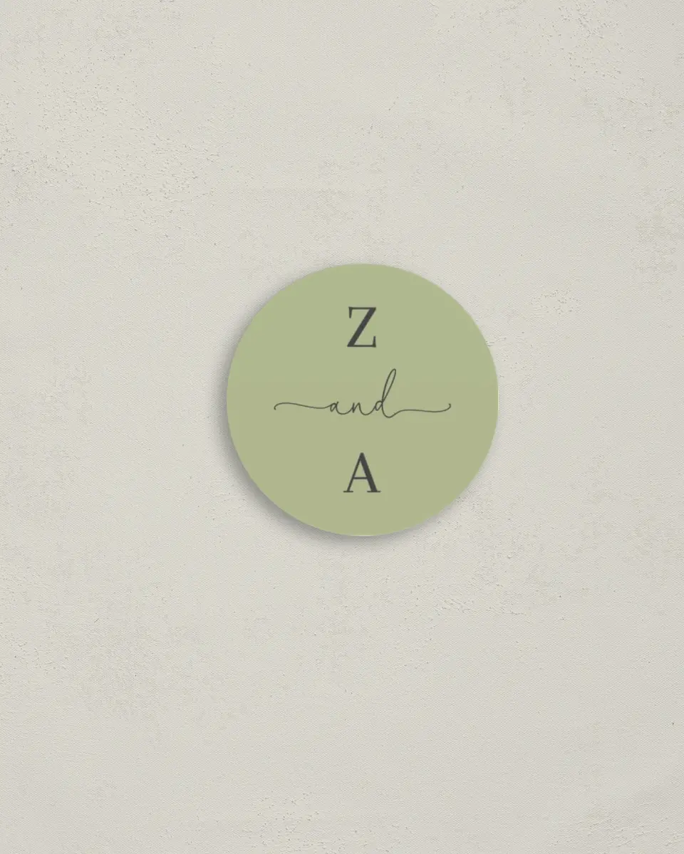 This is a 2" circle Envelope Seal called The Zoey printed in full color