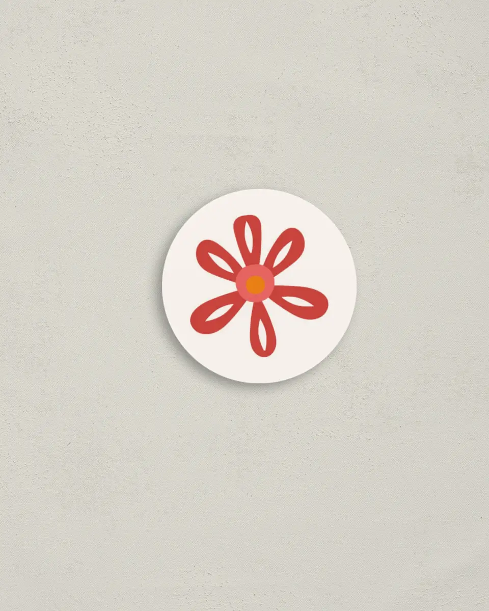 This is a 2" circle Envelope Seal called Folk Fiesta printed in full color