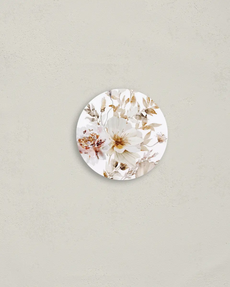 This is a 2" circle Envelope Seal called Petal Perfect printed in full color