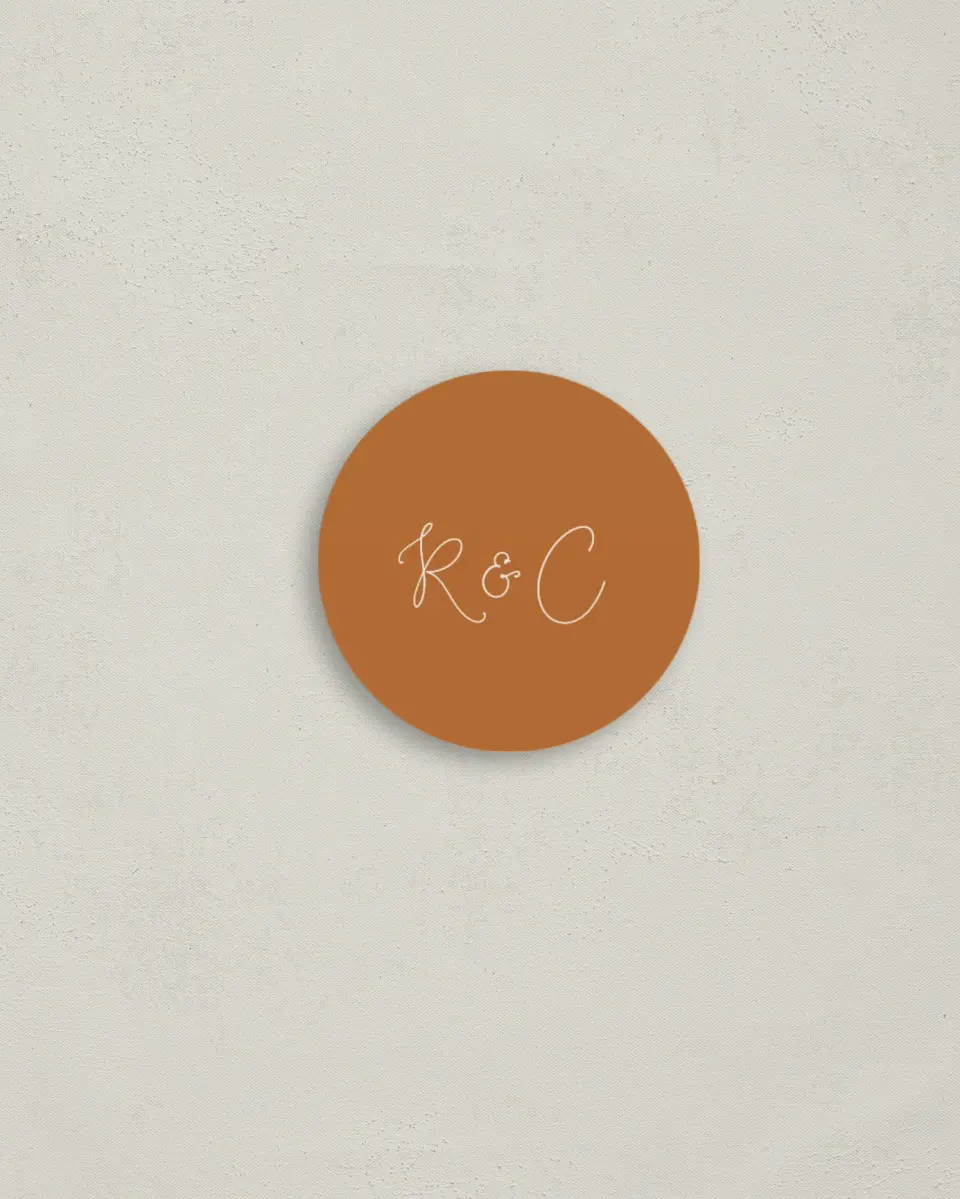 This is a 2" circle Envelope Seal called Sultry Sunshine printed in full color