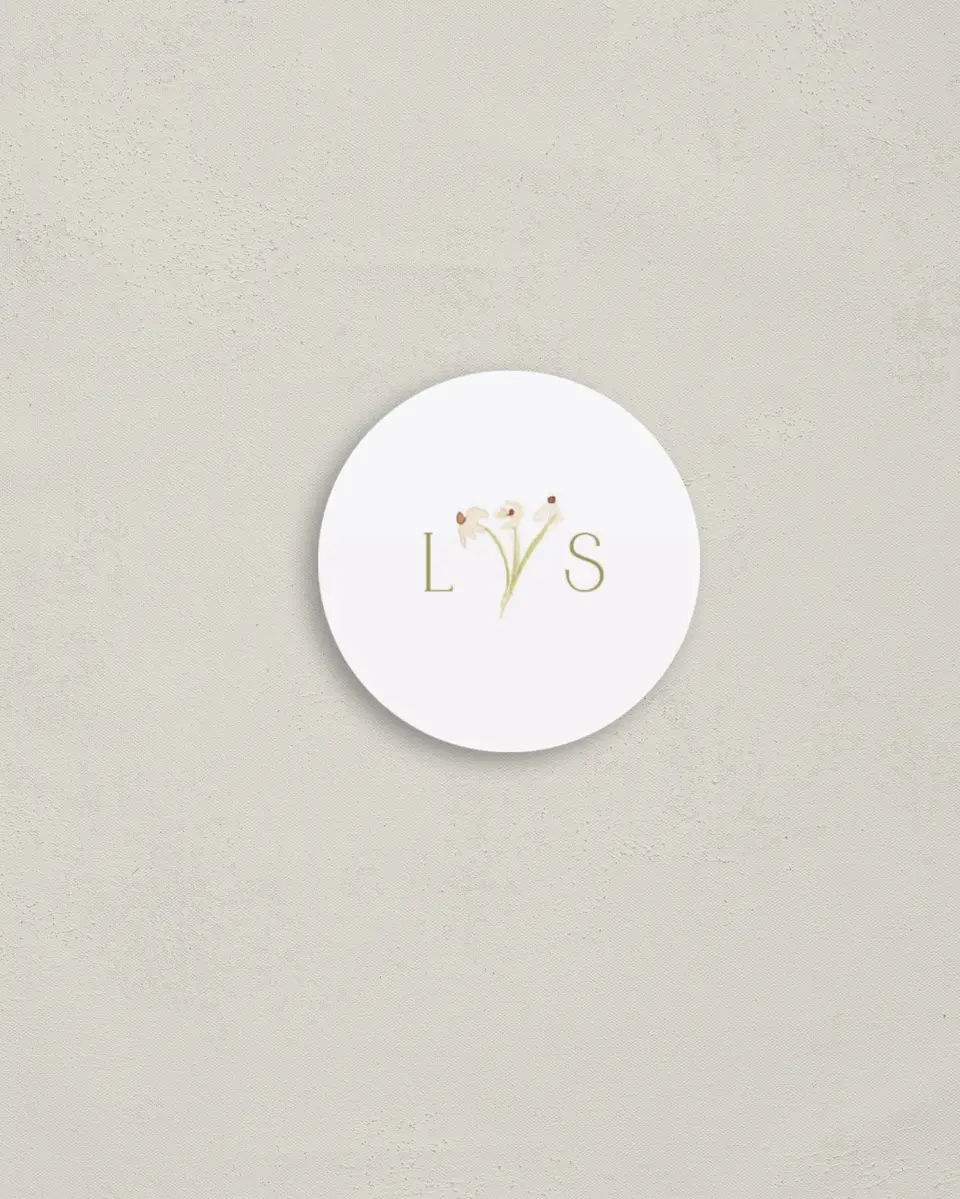 This is a 2" circle Envelope Seal called Forever in Bloom printed in full color