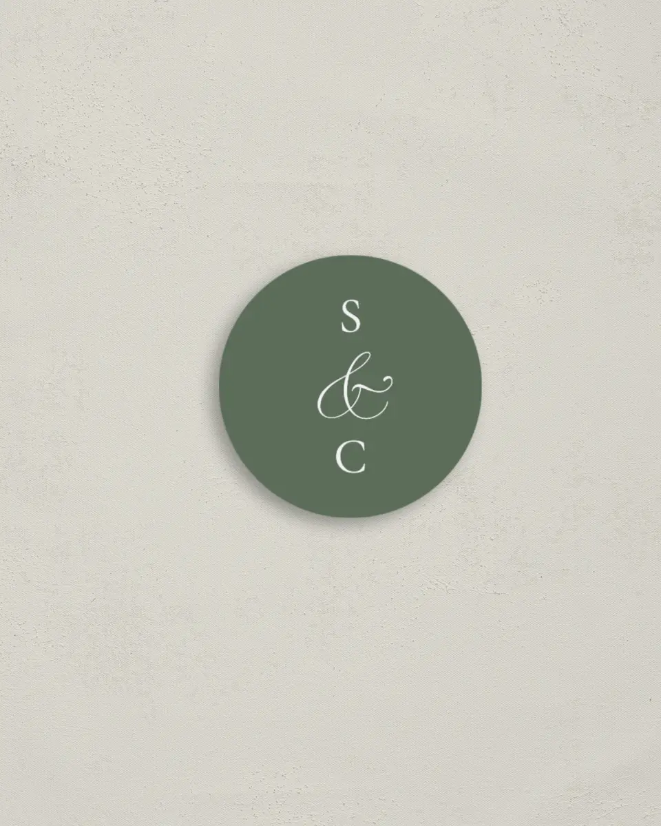 This is a 2" circle Envelope Seal called Elegant Frame printed in full color