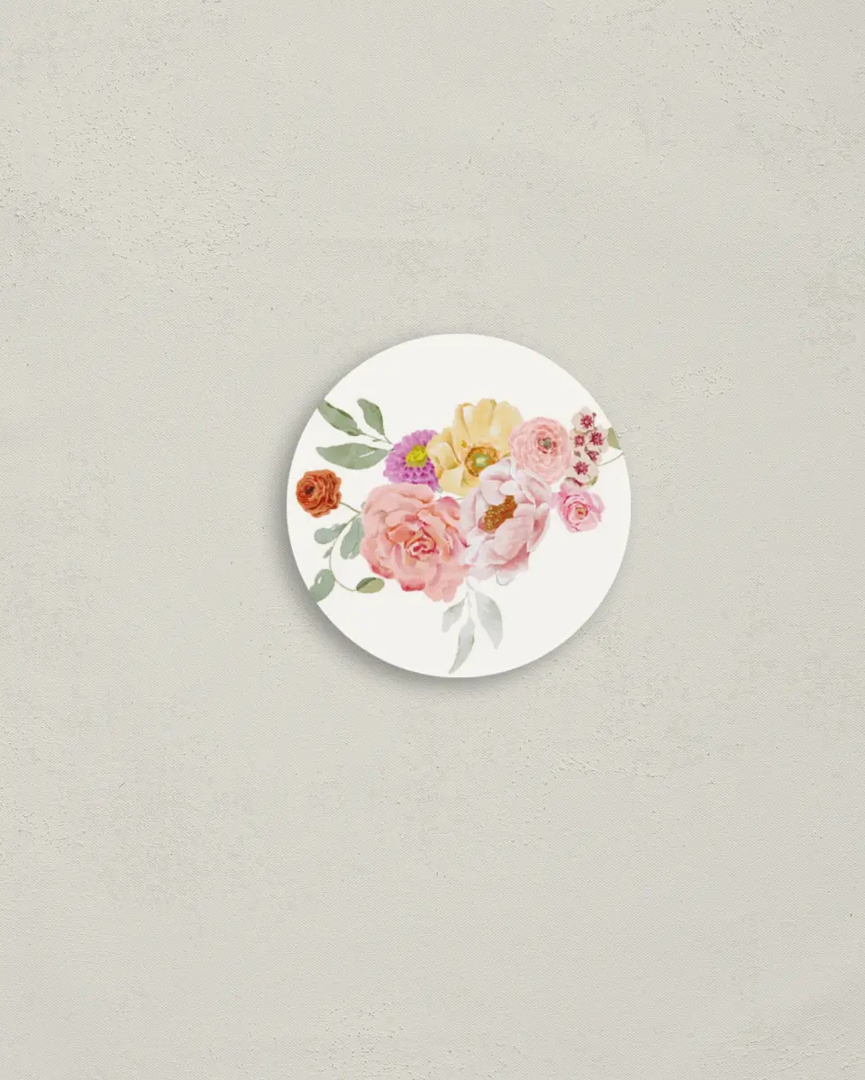 This is a 2" circle Envelope Seal called The Florence printed in full color