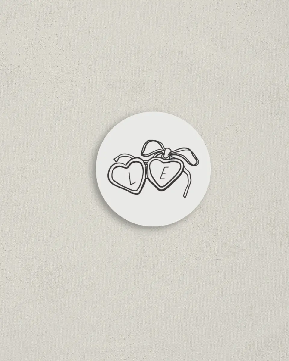 This is a 2" circle Envelope Seal called Locket of Love printed in full color