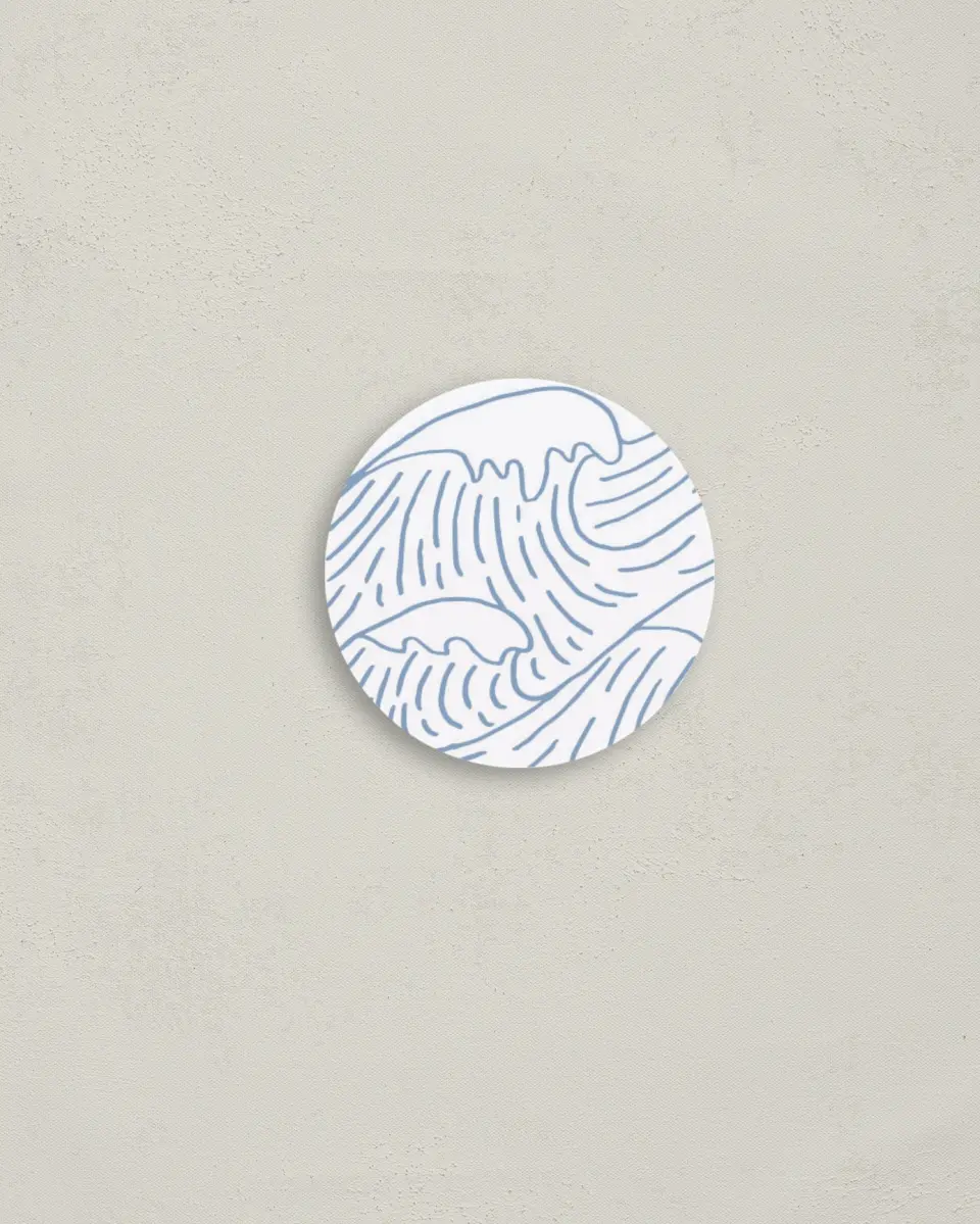 This is a 2" circle Envelope Seal called Wave of Love printed in full color