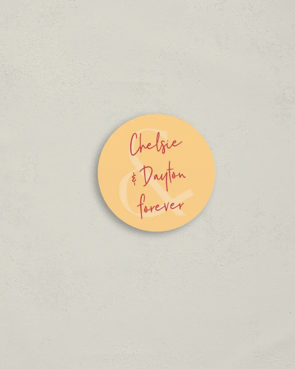 This is a 2" circle Envelope Seal called Lovey-Dovey printed in full color