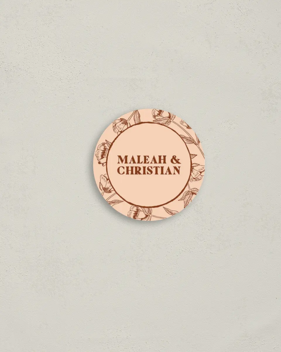 This is a 2" circle Envelope Seal called Agrestal printed in full color