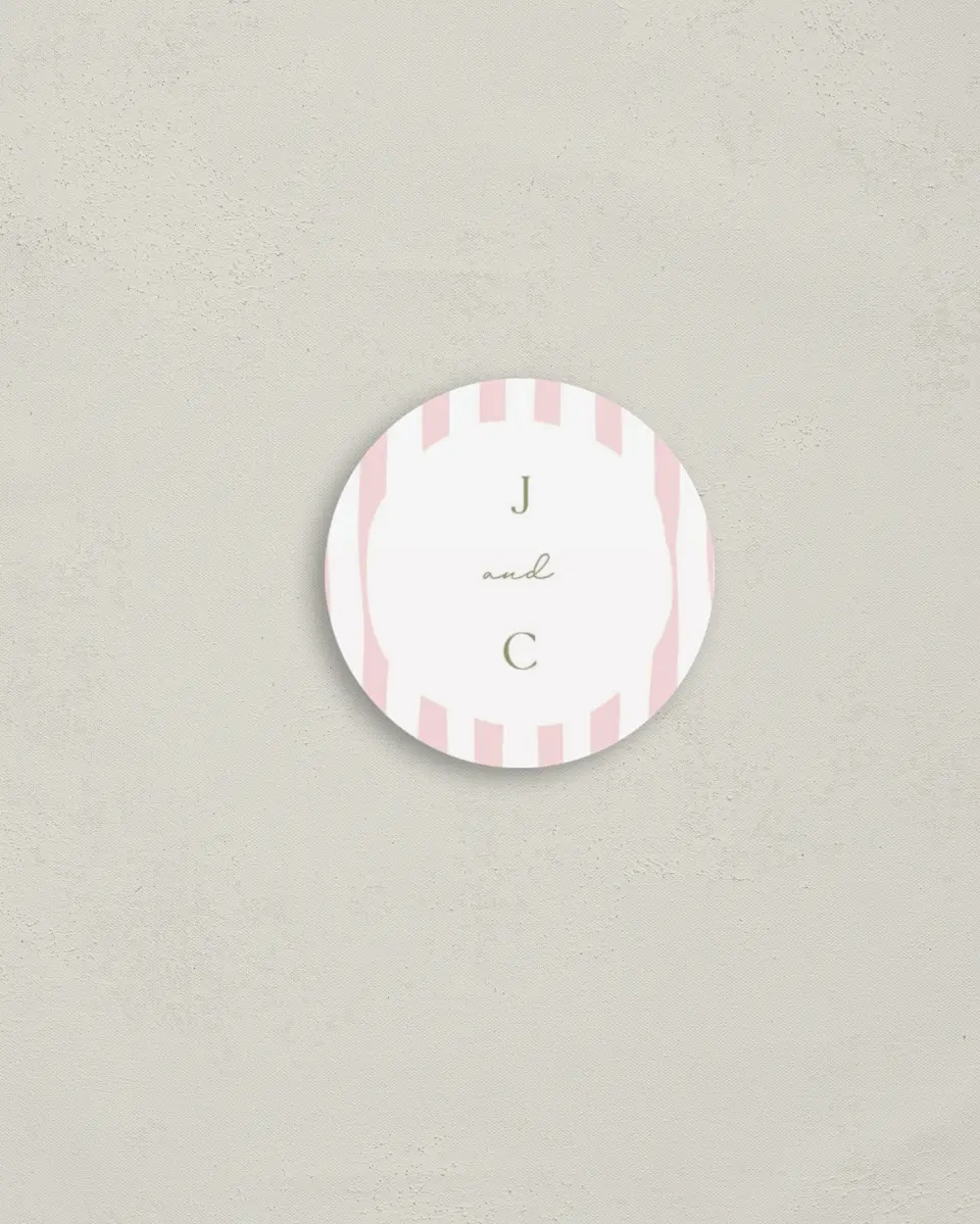 This is a 2" circle Envelope Seal called The Jolene printed in full color