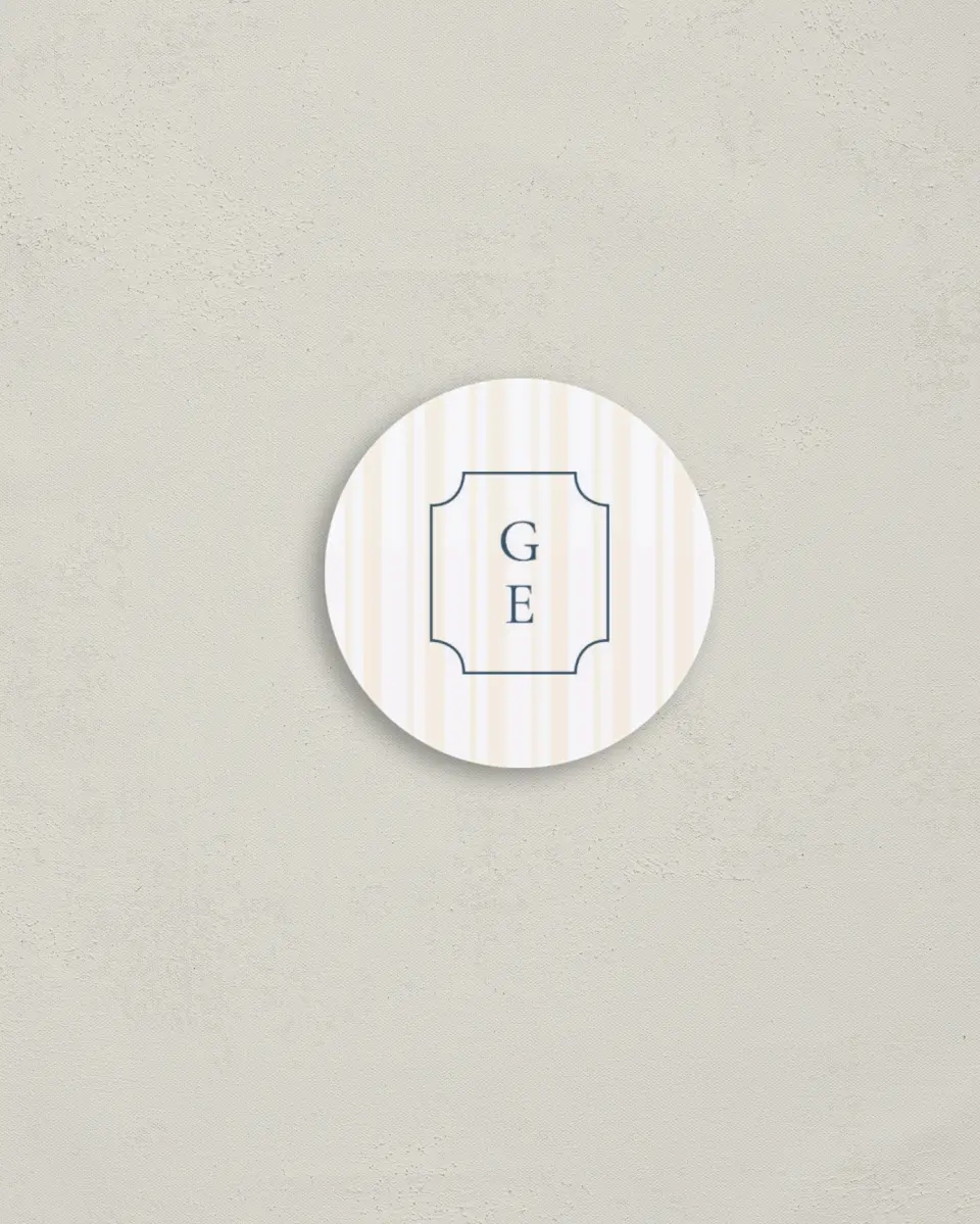 This is a 2" circle Envelope Seal called The Georgia printed in full color
