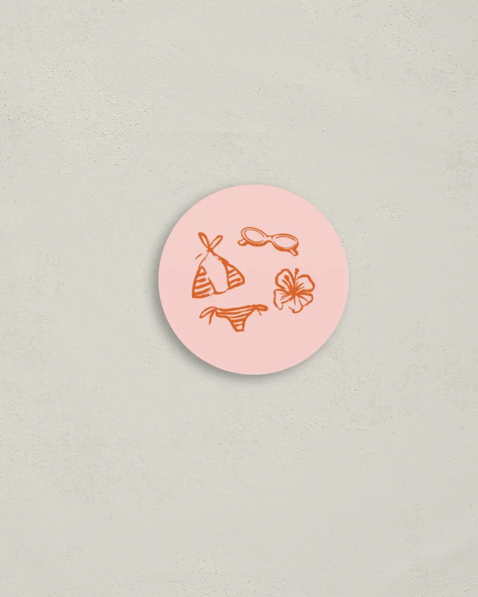 This is a 2" circle Bachelorette Party Accessorie called Bach Beach Club printed in full color