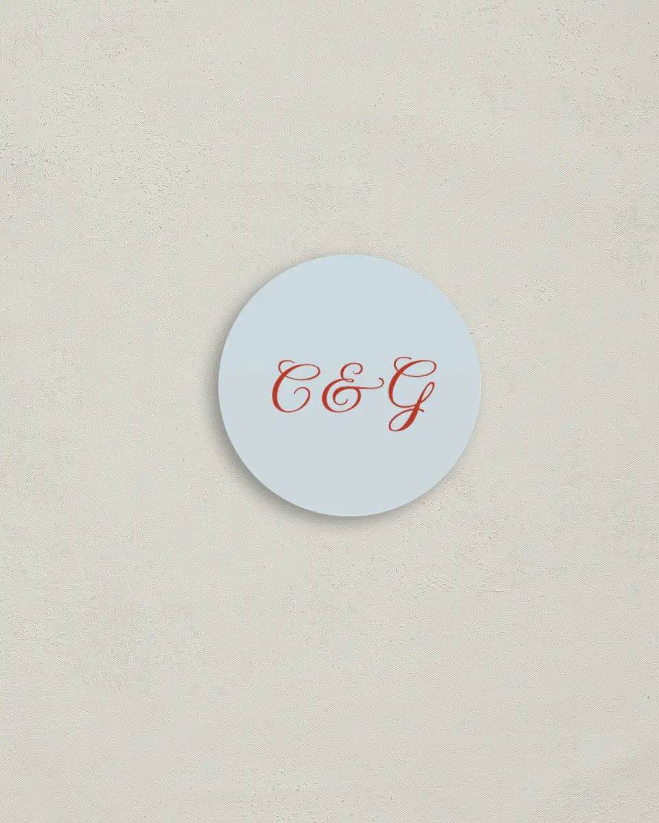 This is a 2" circle Envelope Seal called Mod Elegance printed in full color