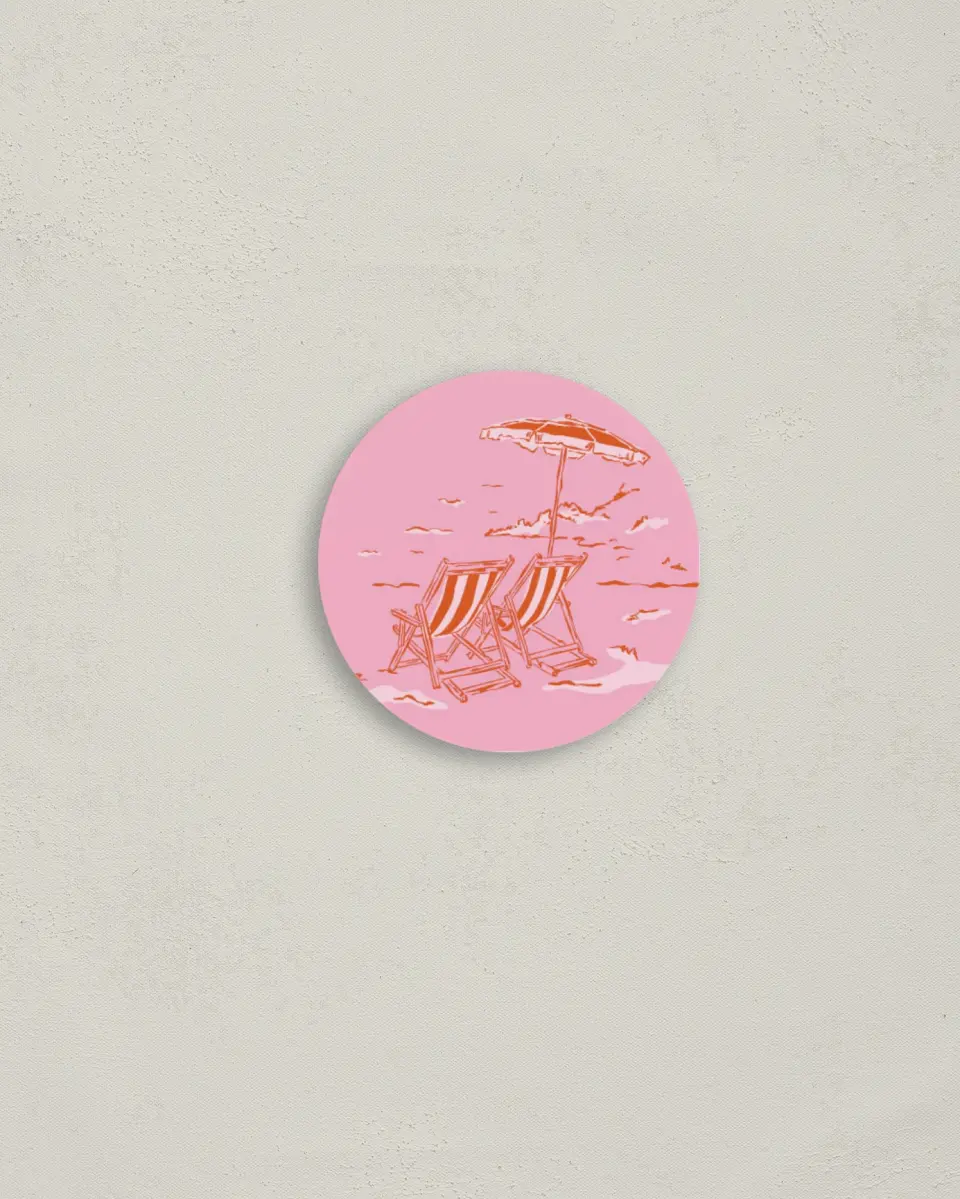 This is a 2" circle Bachelorette Party Accessorie called Tropic Like It's Hot printed in full color