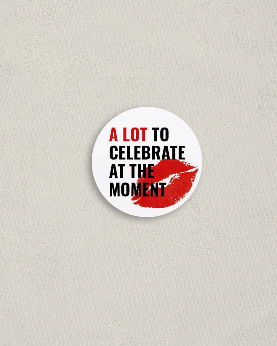 This is a 2" circle Bachelorette Party Accessorie called Loving Him Was Red printed in full color