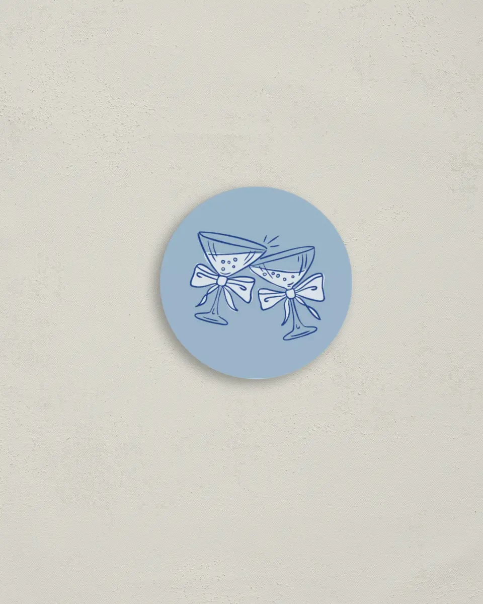 This is a 2" circle Bachelorette Party Accessorie called Something Blue Before I Do printed in full color