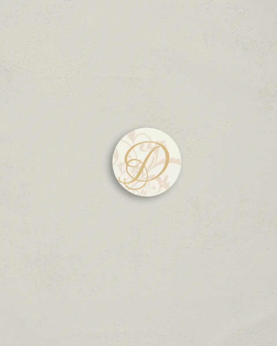 This is a 1¼" circle Envelope Seal called Classic Allure printed in full color