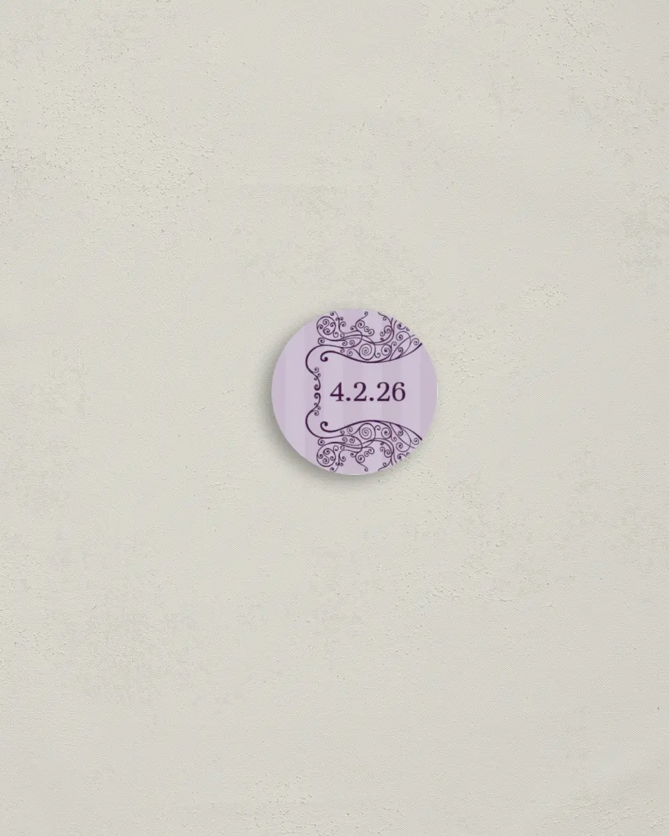This is a 1¼" circle Envelope Seal called Lovely Lavender printed in full color