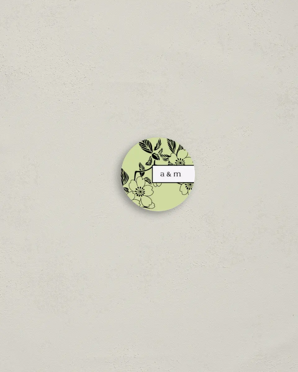 This is a 1¼" circle Envelope Seal called Lovely Blossoms printed in full color