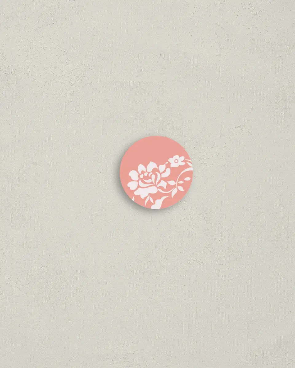 This is a 1¼" circle Envelope Seal called Vintage Applique printed in full color