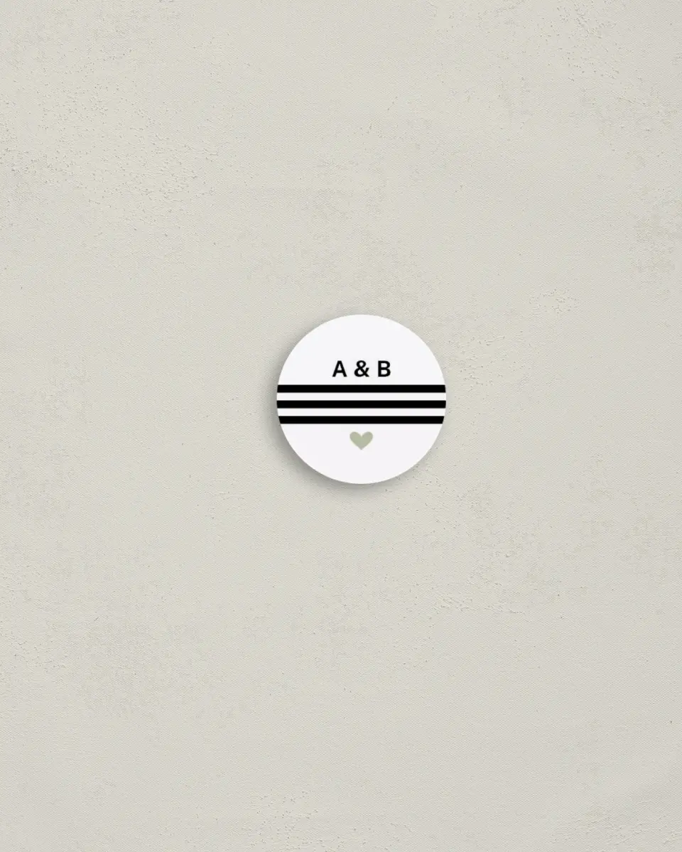 This is a 1¼" circle Envelope Seal called Modern Typography printed in full color