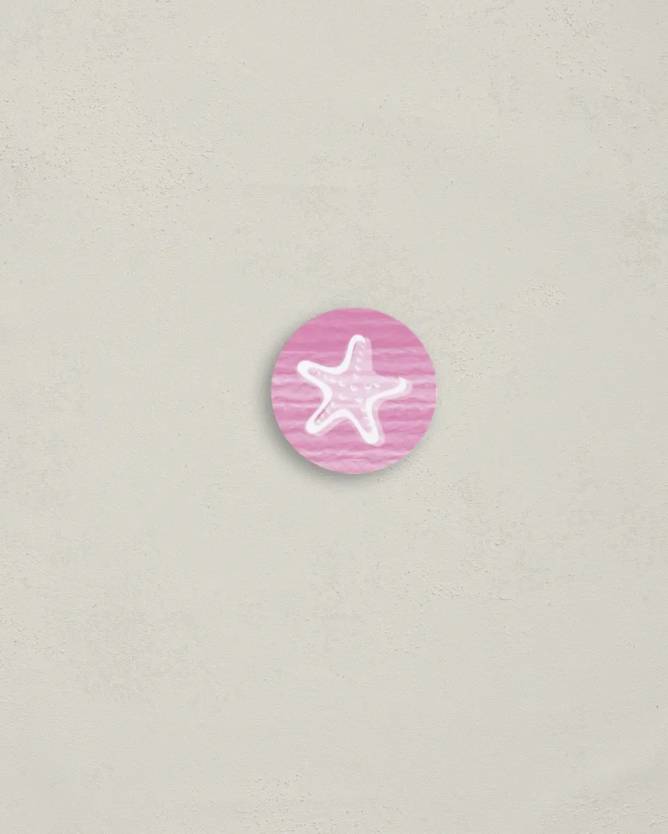 This is a 1¼" circle Envelope Seal called Salty Kisses printed in full color