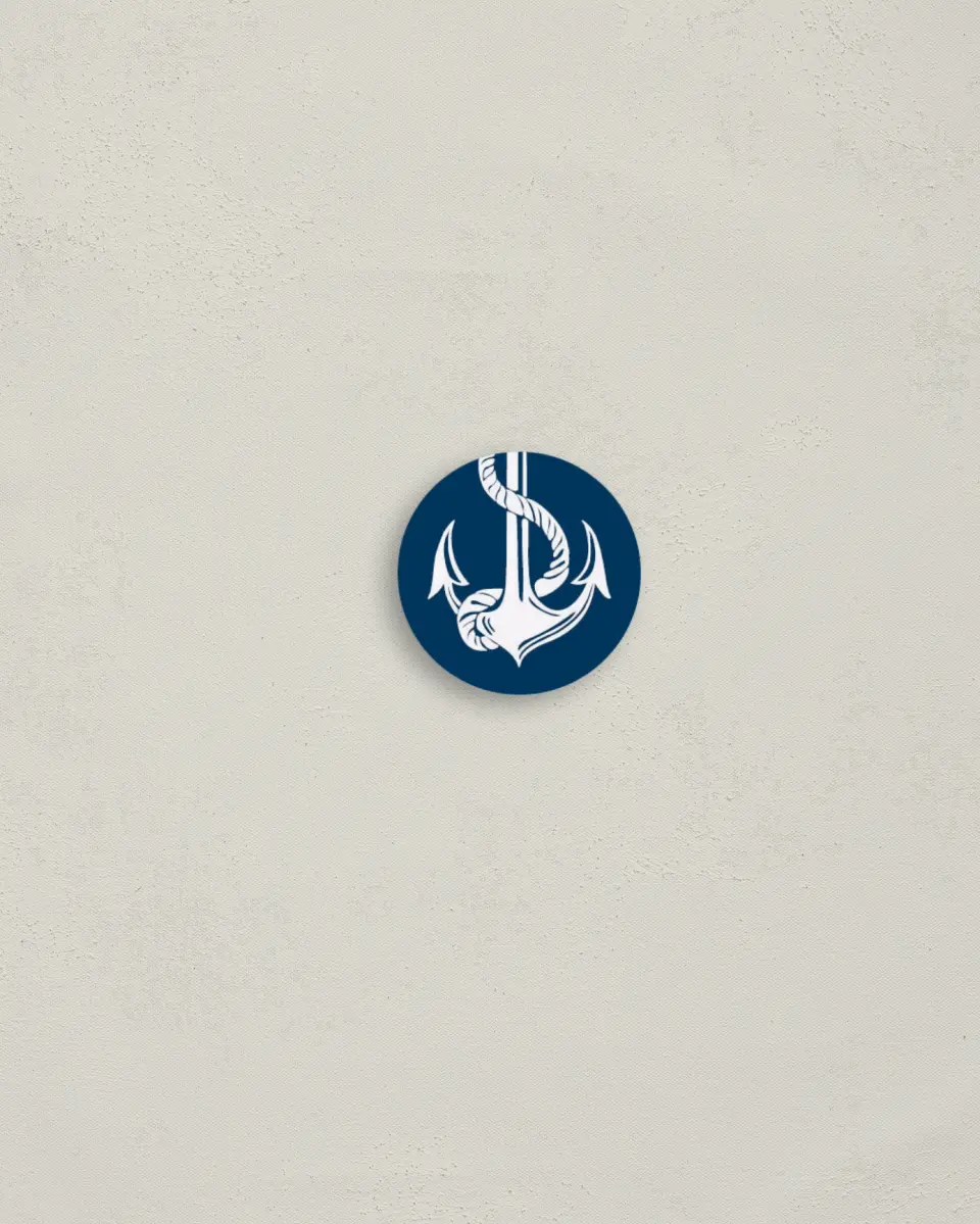 This is a 1¼" circle Envelope Seal called Love's Anchor printed in full color