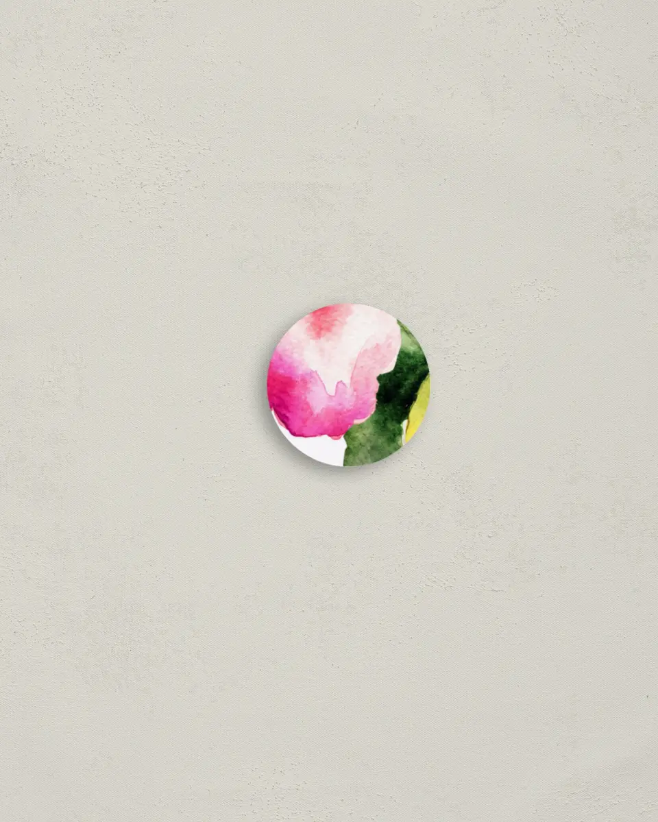 This is a 1¼" circle Envelope Seal called Floral Watercolor printed in full color