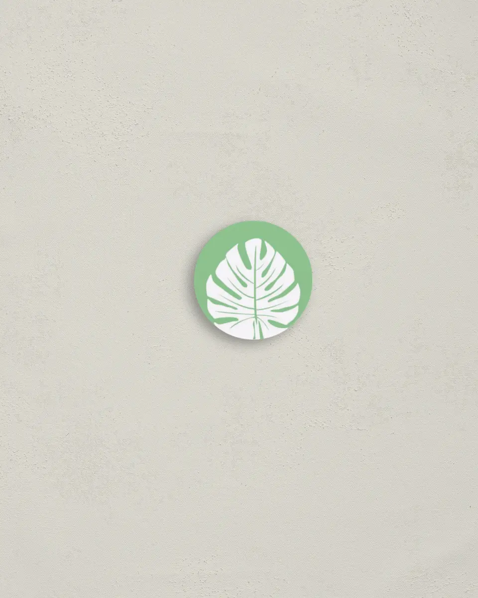 This is a 1¼" circle Envelope Seal called Palms in Paradise printed in full color