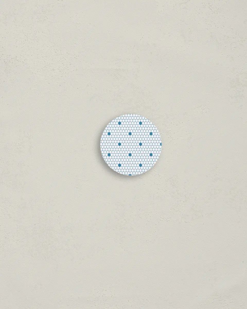 This is a 1¼" circle Envelope Seal called Modern Lace printed in full color