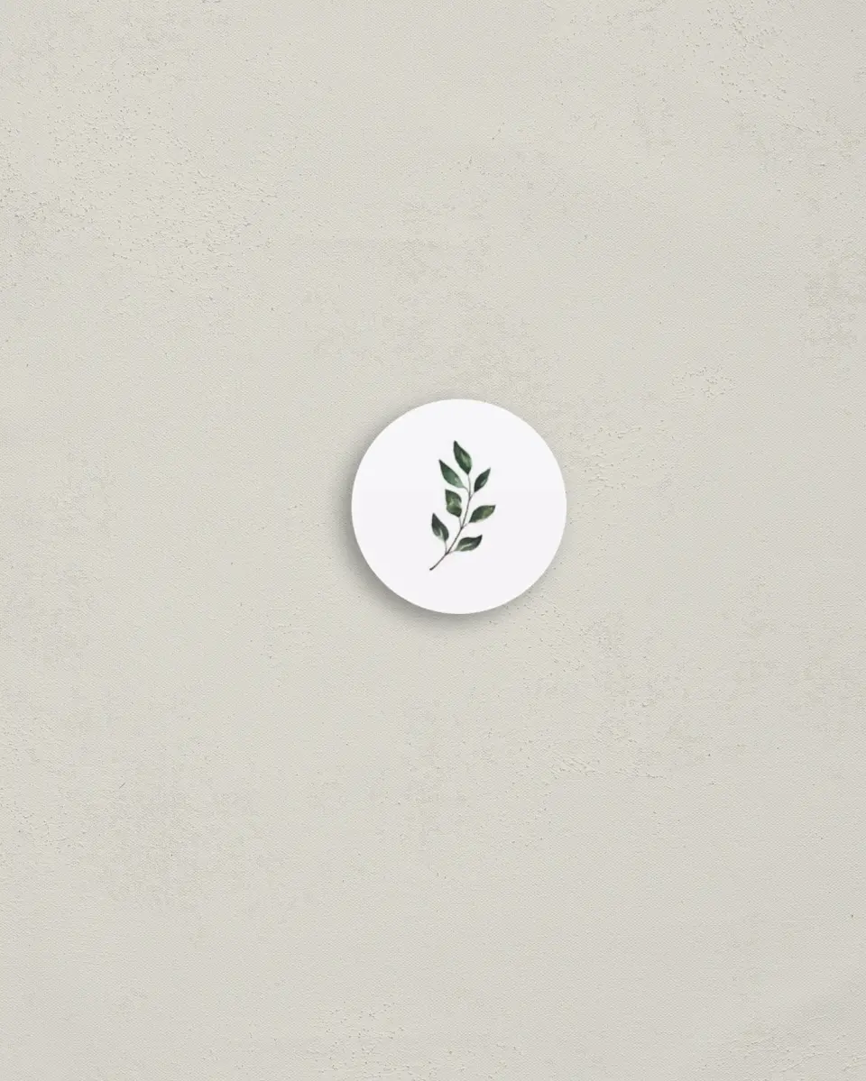 This is a 1¼" circle Envelope Seal called Sprinkled Sprig printed in full color