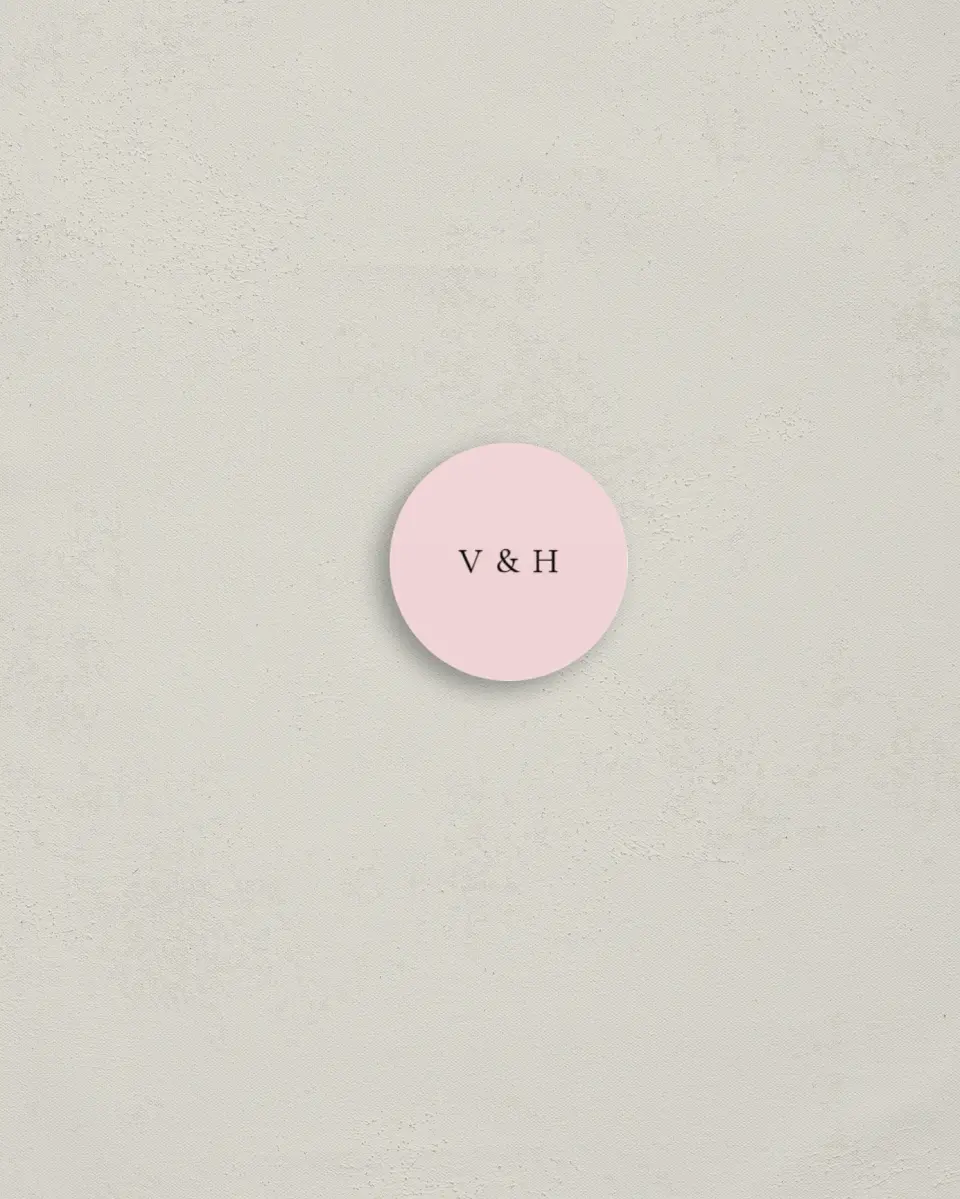 This is a 1¼" circle Envelope Seal called Lovely Blush printed in full color